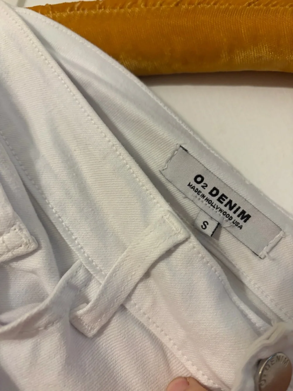 White Denim Mini Skirt with Frayed Hem - Picture 3 of 4